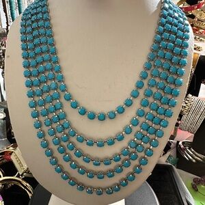 Elegant Turquoise Color Rhinestone Necklace